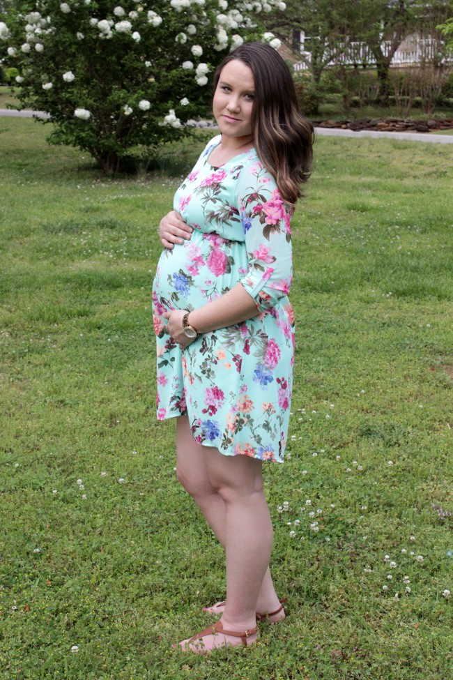 PinkBlush Mint Floral Chiffon Maternity Dress