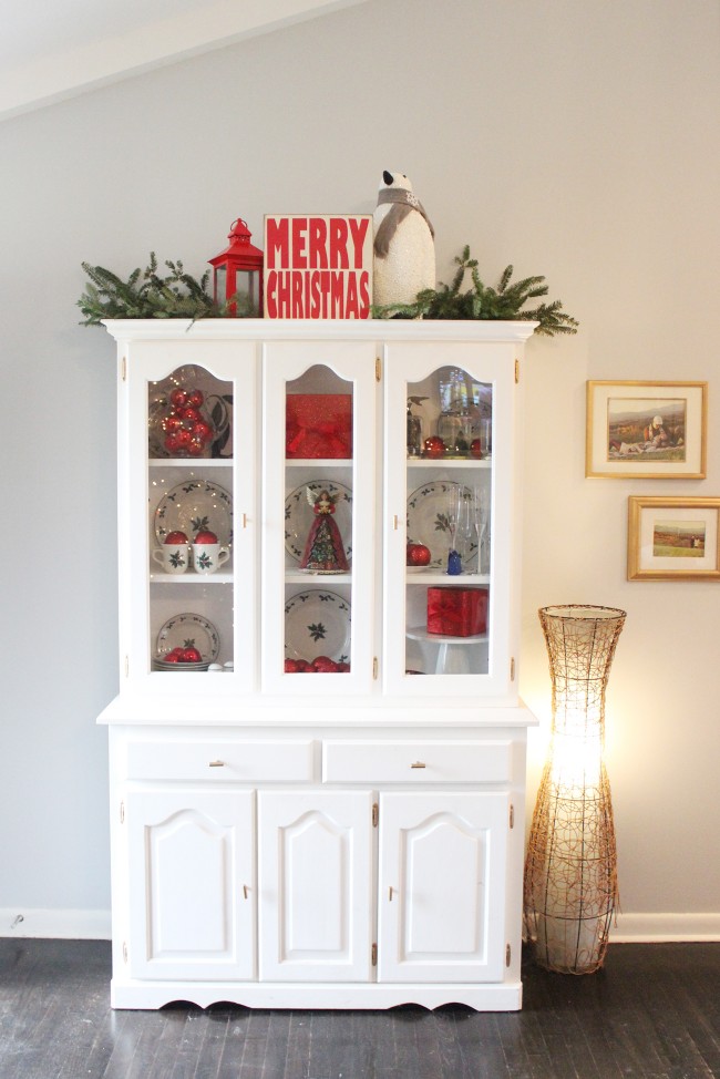 farmhouse christmas china cabinet