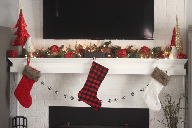 buffalo plaid christmas mantel