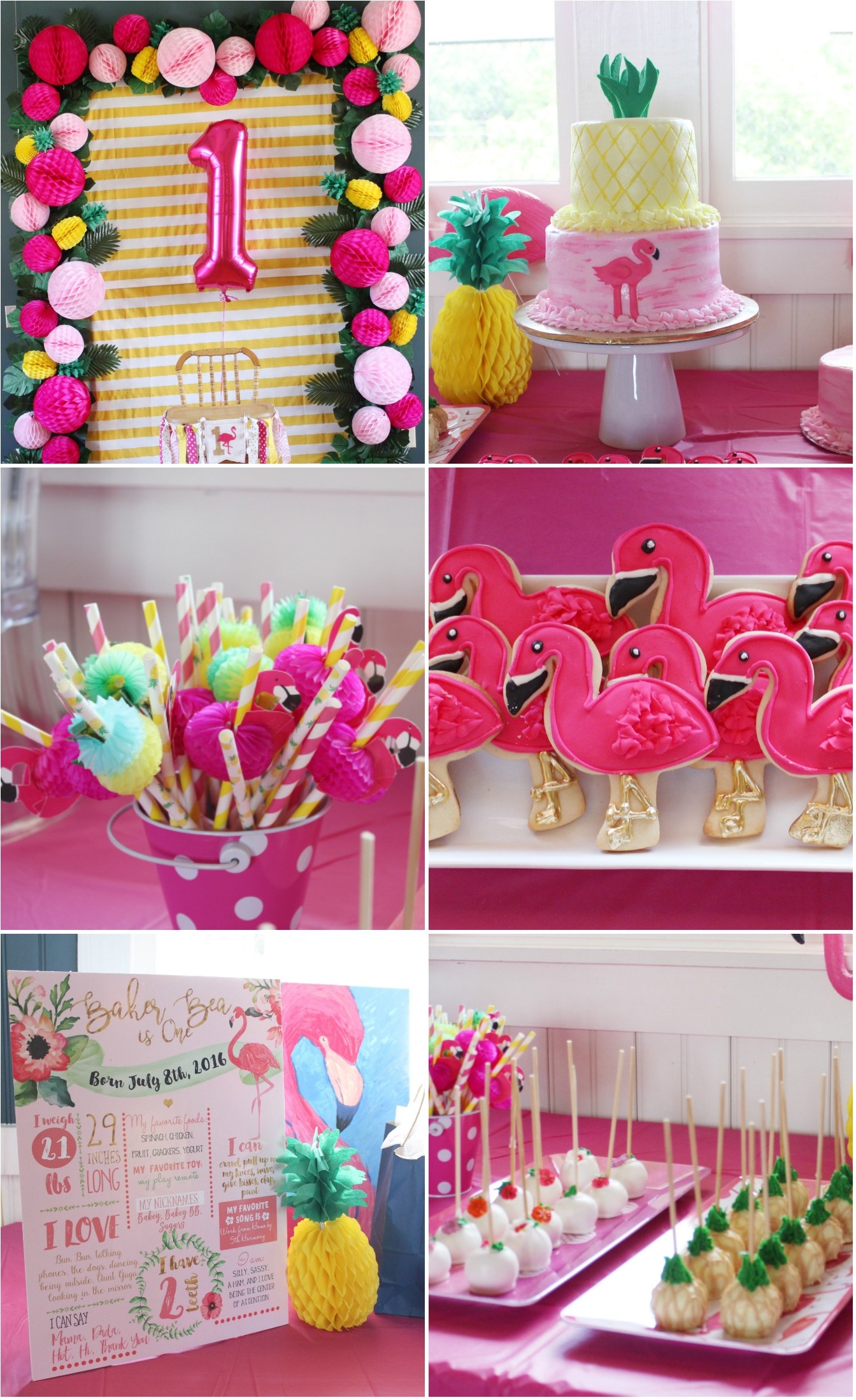 Flamingo and Pineapple First Birthday Party